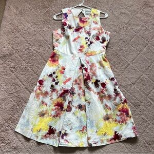 Hunter Bell Kukka Tea Abstract Floral Cocktail Shift Dress Women’s Size 8